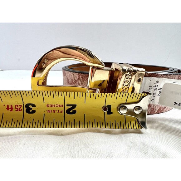 MICHAEL KORS Reversible Logo and Leather Belt Medium 1 1/4 in Wide NWT - Picture 7 of 8